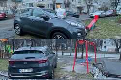 В Киеве на Соломенке водитель припарковался прямо на детской площадке (Фото) 
