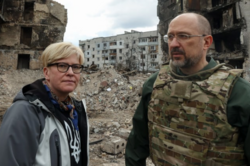 Премьер-министр Литвы посетила разрушенную оккупантами Бородянку